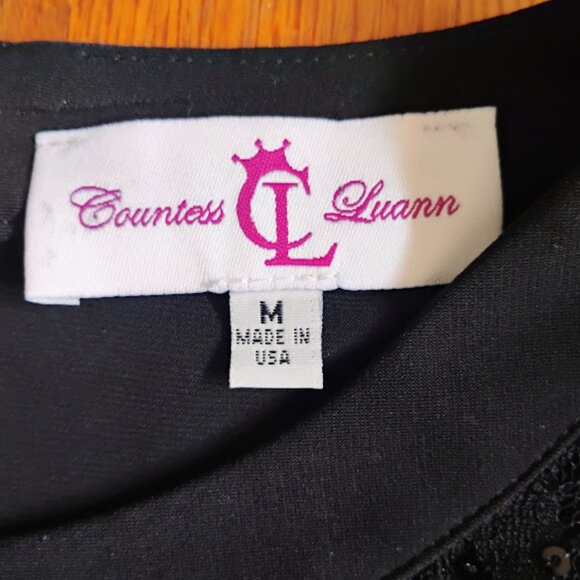 Countess Luann Black Sequin Zipper Back Blouse - Size M - Picture 2 of 5